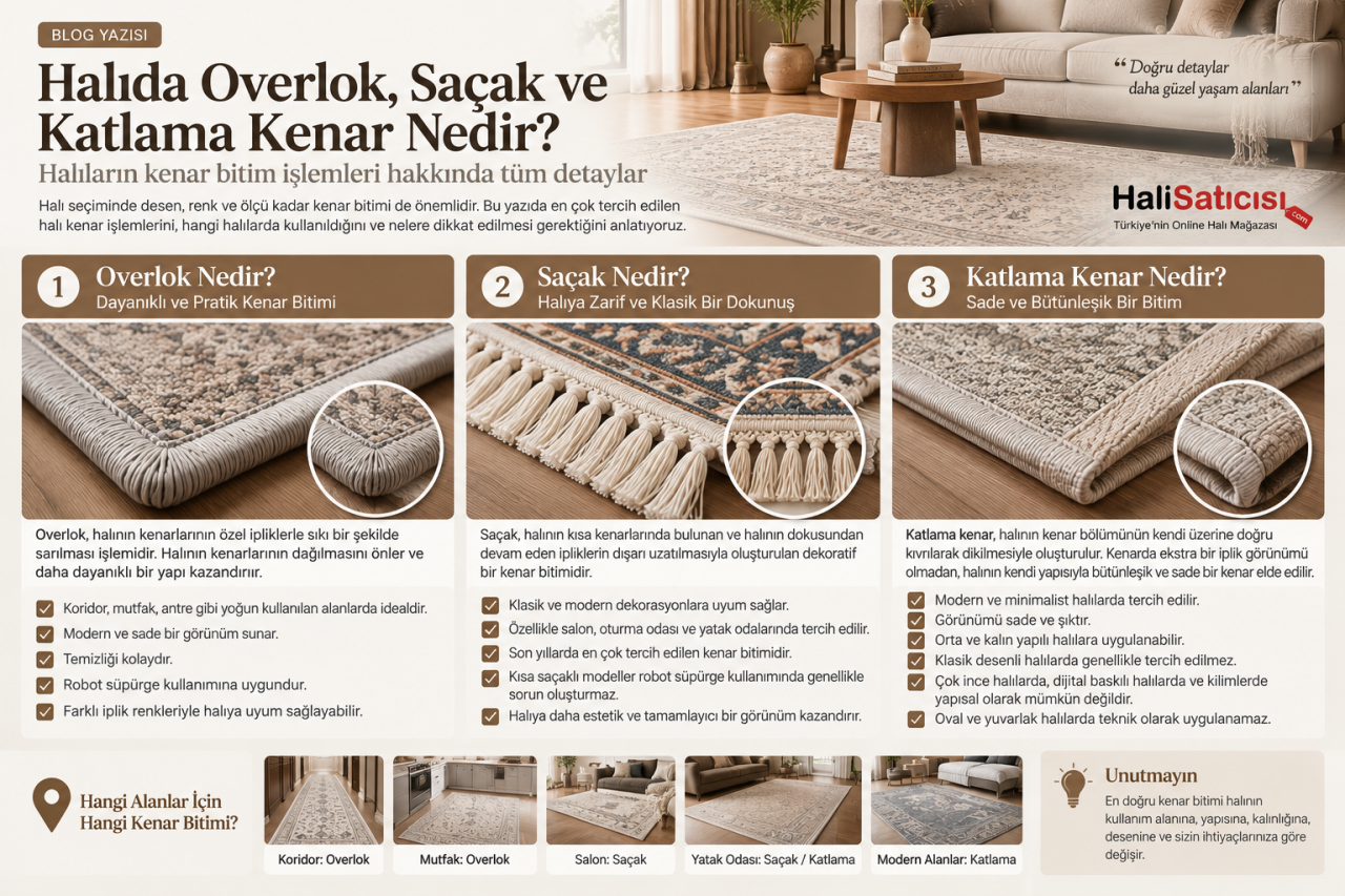 Halıda Overlok Nedir, Saçak Nedir, Katlama Kenar Nedir?