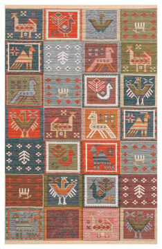 Eko Halı Nomad Çift Taraflı Yıkanabilir Otantik Desen Kilim NMD14 Aqua Multy