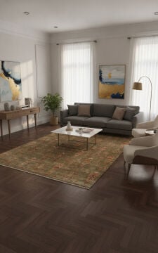 Eko Halı Zara Otantik Desen Özel Tezgah Halısı ZR 08 GREEN AUTUMN