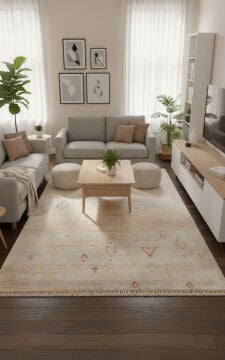 Eko Halı Zara Otantik Desen Özel Tezgah Halısı ZR 15 Beige Autumn