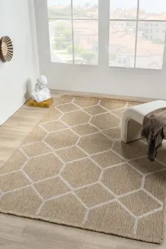 Seyran Halı İndia Hasır Görünümlü Halı 669 Beyaz