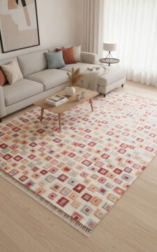 Eko Halı Zara Otantik Desen Özel Tezgah Halısı ZR 21 Beige Multy