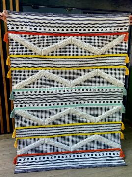 Rustik Kilim  4043 Kenarları Renkli Saçaklı Otantik Ve Etnik Desen Kilim 120X180