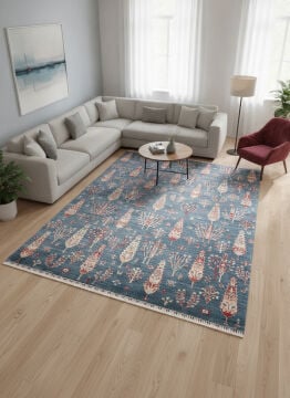 Eko Halı Zara Otantik Desen Özel Tezgah Halısı ZR 08 Navy Turquoise