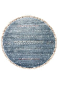 Eko Halı Zara Otantik Desen Özel Tezgah Halısı ZR 06 Blue Yuvarlak