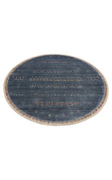 Eko Halı Zara Otantik Desen Özel Tezgah Halısı ZR 06 Blue Yuvarlak
