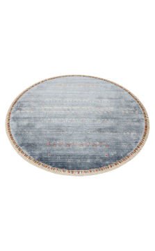 Eko Halı Zara Otantik Desen Özel Tezgah Halısı ZR 06 Blue Yuvarlak