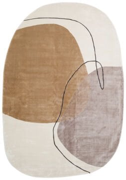 Eko Halı Amorf Tasarımlı Modern Viskon Halı UTP08 Cream Black