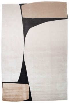 Eko Halı Amorf Tasarımlı Modern Viskon Halı UTP09 Cream Gold Black