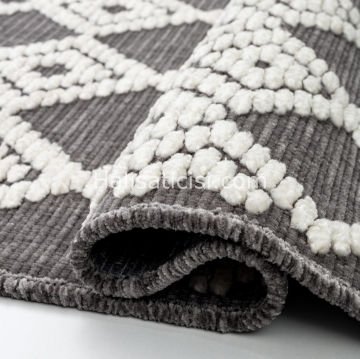 Lena Kabartmalı Kilim 8733 GRİ KREM