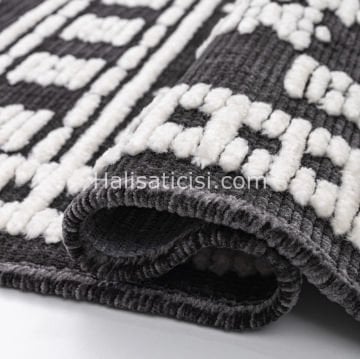 Lena Kabartmalı Kilim C045 ANTRASİT KREM