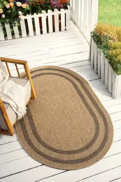 Seyran Halı İndia Hasır Görünümlü Oval Halı 668 Siyah