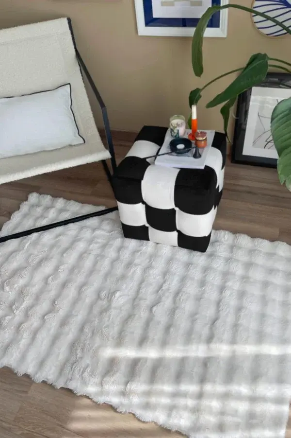 Apex Halı Molecule Peluş Halı Beyaz