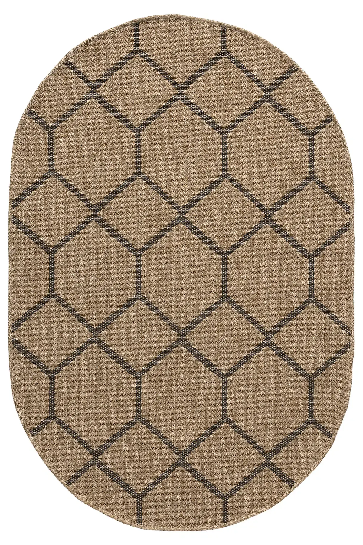 Seyran Halı İndia Hasır Görünümlü Oval Halı 669 Siyah