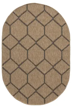 Seyran Halı İndia Hasır Görünümlü Oval Halı 669 Siyah