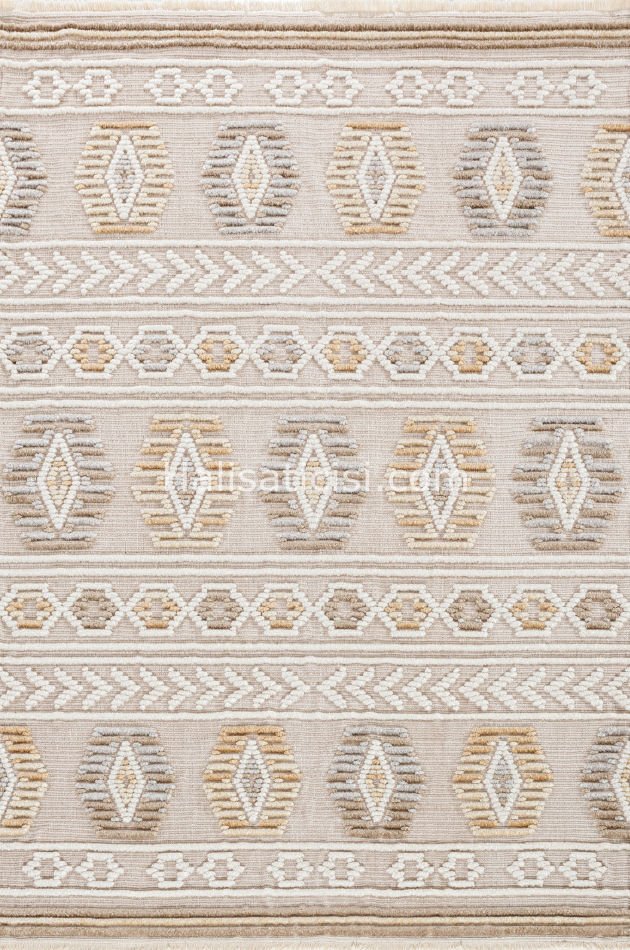 Lena Kabartmalı Kilim C387 BEJ SARI 100x218