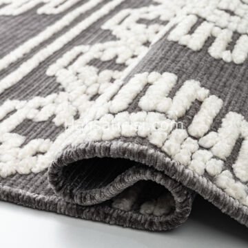 Lena Kabartmalı Kilim C387 GRİ KREM