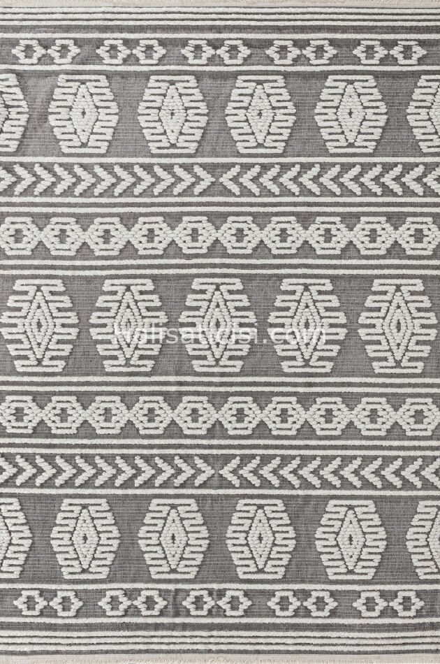 Lena Kabartmalı Kilim C387 GRİ KREM