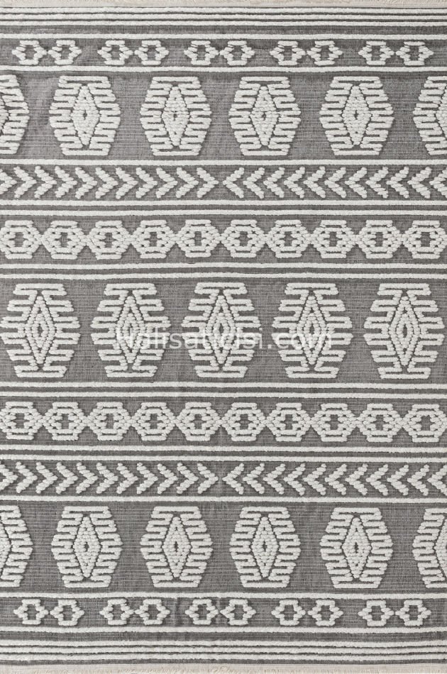 Lena Kabartmalı Kilim C387 GRİ KREM 100x218