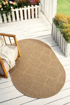 Seyran Halı İndia Hasır Görünümlü Oval Halı 669 Bej