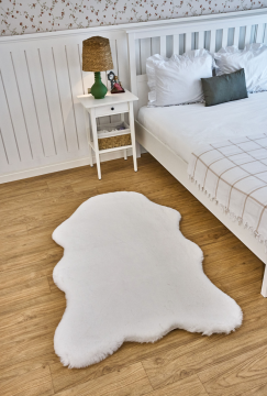 Apex Halı Palma Peluş Özel Kesim Beyaz Düz Kesim