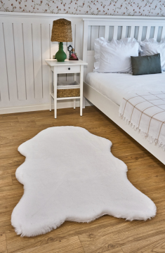 Apex Halı Palma Peluş Özel Kesim Beyaz Düz Kesim