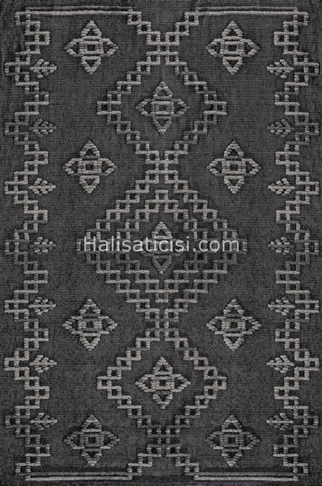 Lena Kabartmalı Kilim C390 ANTRASİT GRİ
