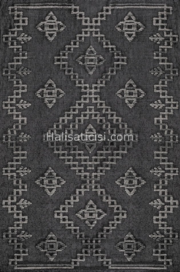 Lena Kabartmalı Kilim C390 ANTRASİT GRİ 100x218