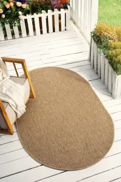 Seyran Halı İndia Hasır Görünümlü Oval Halı 670 Bej