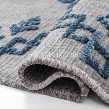 Lena Kabartmalı Kilim C390 ANTRASİT MAVİ