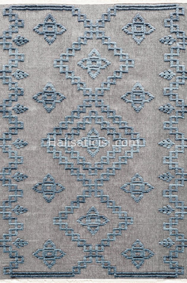 Lena Kabartmalı Kilim C390 ANTRASİT MAVİ 100x218