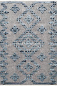 Lena Kabartmalı Kilim C390 ANTRASİT MAVİ 100x218