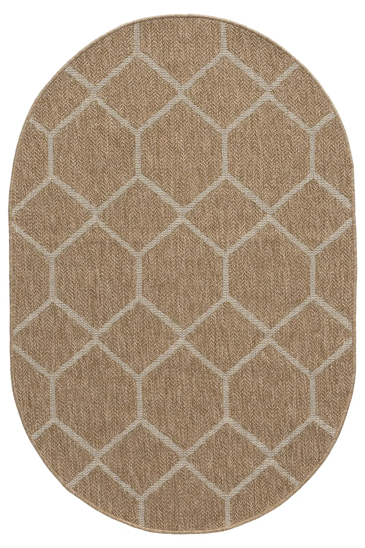 Seyran Halı İndia Hasır Görünümlü Oval Halı 669 Beyaz