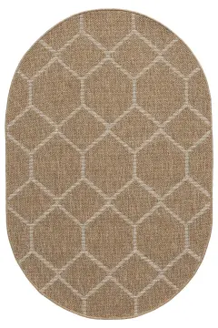 Seyran Halı İndia Hasır Görünümlü Oval Halı 669 Beyaz