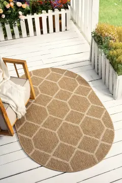 Seyran Halı İndia Hasır Görünümlü Oval Halı 669 Beyaz