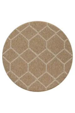 Seyran Halı İndia Hasır Görünümlü Daire Halı 669 Beyaz