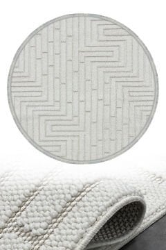 Woolen Disney Anti Alerjik Daire Bukle Halı 8003 BEYAZ