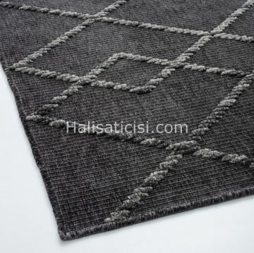Lena Kabartmalı Kilim C392 ANTRASİT  GRİ