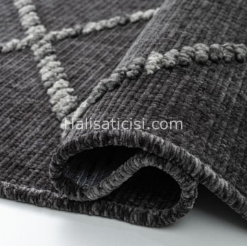 Lena Kabartmalı Kilim C392 ANTRASİT  GRİ