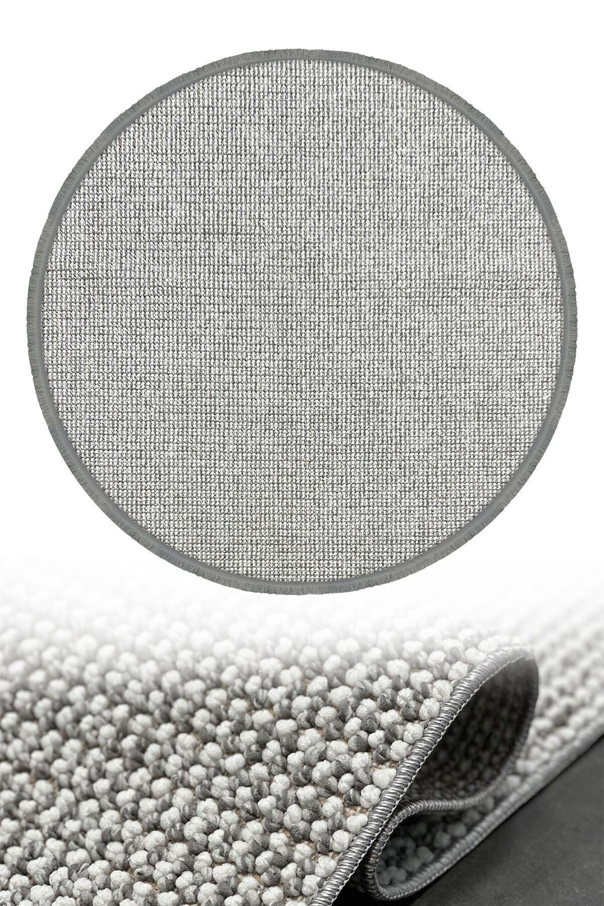 Woolen Disney Anti Alerjik Daire Bukle Halı 8006 GRİ