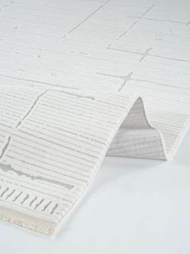 Apex Halı Origami Özel Ebat Kesim Halı 6941 Beyaz Gri