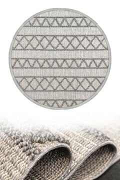 Woolen Disney Anti Alerjik Daire Bukle Halı 8009 GRİ