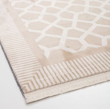 Bahariye Halı Simge Özel Ebat B785 Bej-Beyaz