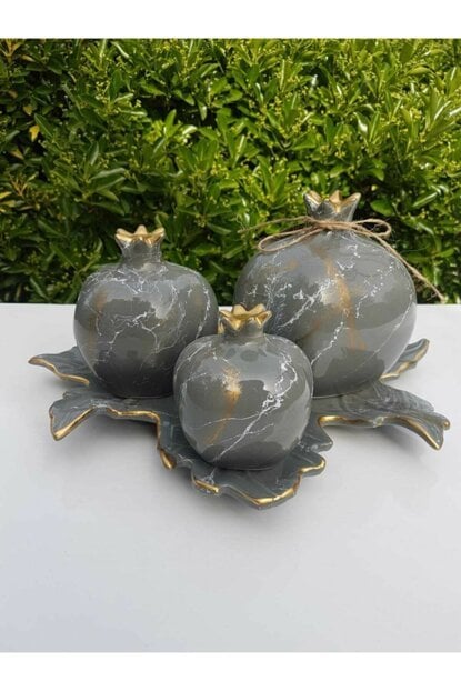 Nar Setler 3' Lü Tabaklı Gri Mermer Desenli