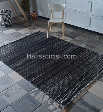 Gümüşsuyu İbiza Özel Ebatlı Kesme Kilim 12185 siyah