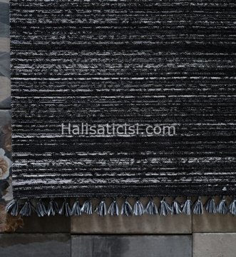 Gümüşsuyu İbiza Özel Ebatlı Kesme Kilim 12185 siyah