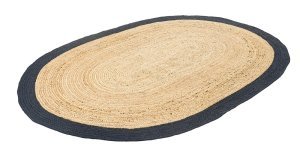 Agra Jüt Black Oval El Dokuma Halısı