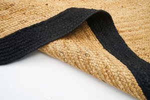 Agra Jüt Black Oval El Dokuma Halısı