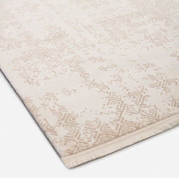 Bahariye Halı Simge Özel Ebat C071 Beyaz-Bej 118 cm