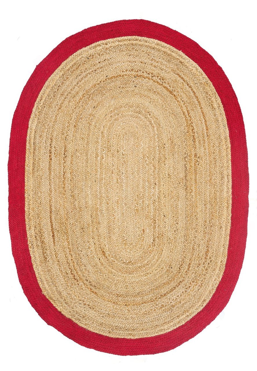 Agra Jüt Red Oval El Dokuma Halısı 120X180